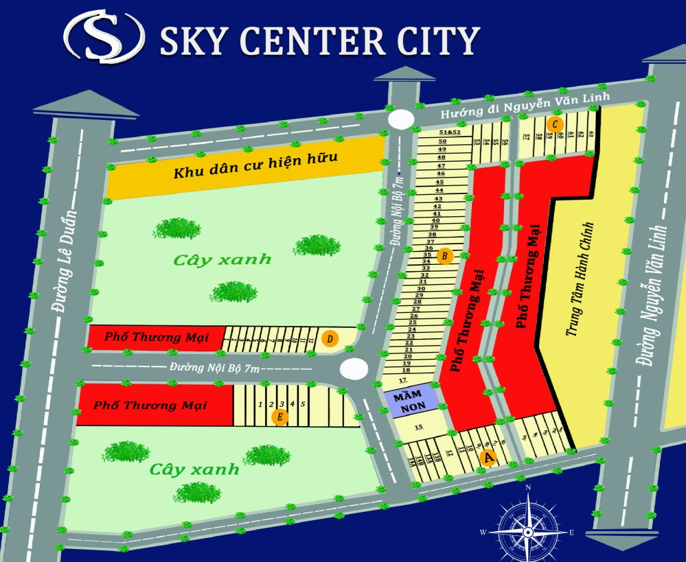 Mặt bằng phân lô dự án Sky Center City Chơn Thành 