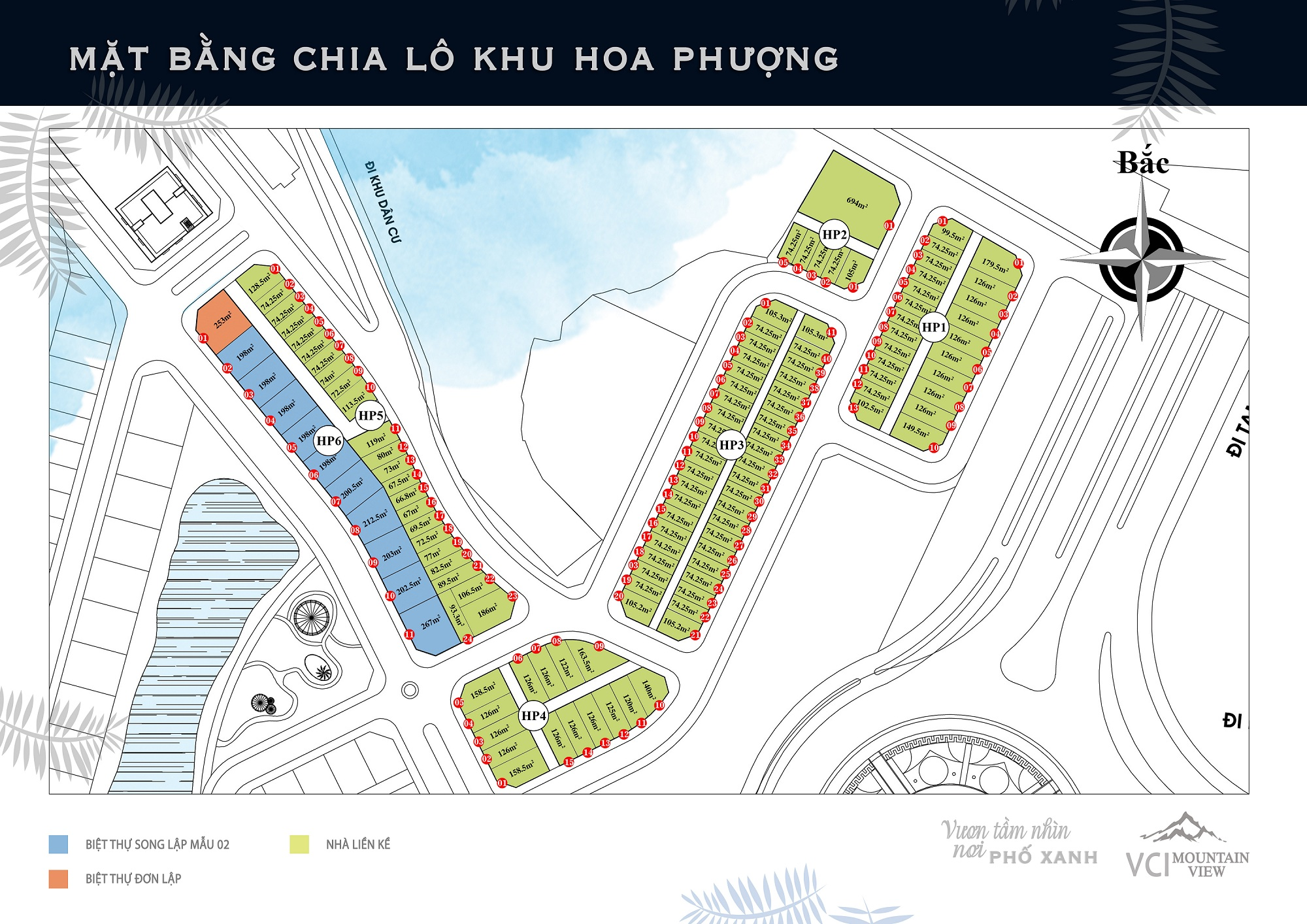 Mặt bằng phân lô khu Hoa Phượng tại khu đô thị VCI Mountain View Vĩnh Yên