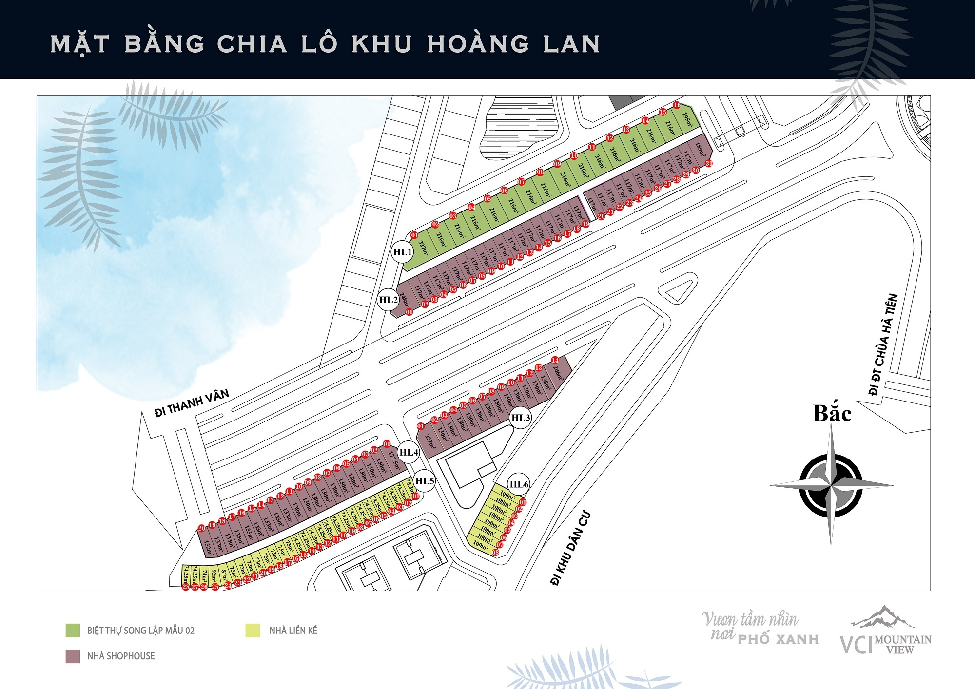 Mặt bằng phân lô khu Hoàng Lan tại khu đô thị VCI Mountain View Vĩnh Yên