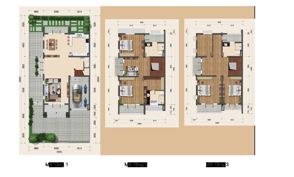 Mặt bằng tầng điển hình mẫu biệt thự A dự án Grand Gardenville