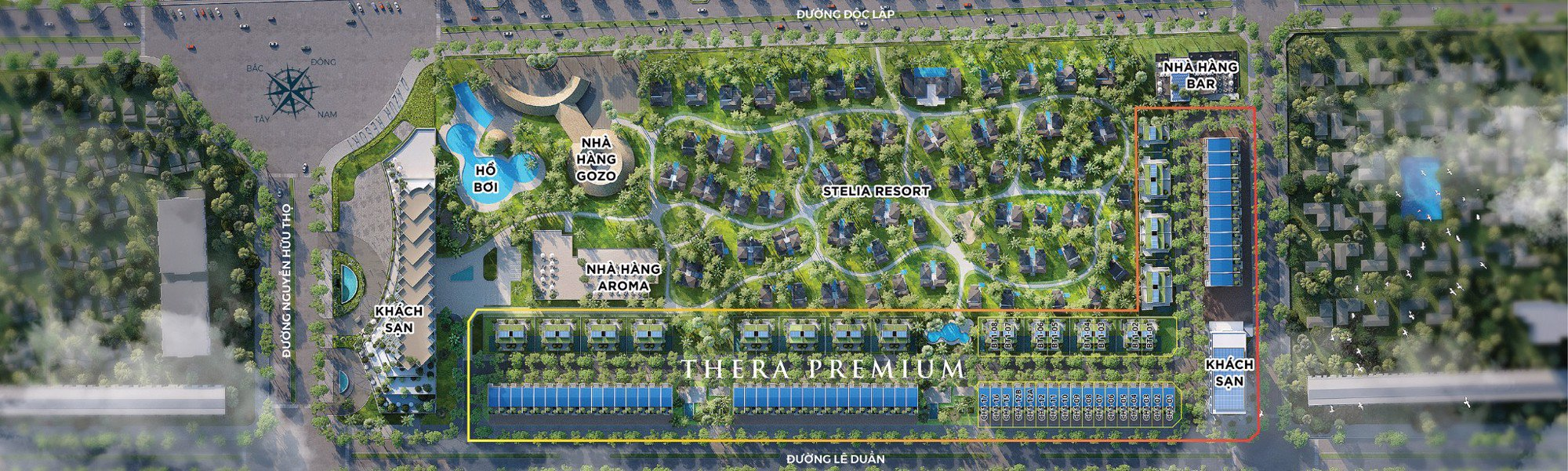Mặt bằng phân khu dự án Thera Premium thuộc tổng thể dự án Việt Beach Resort