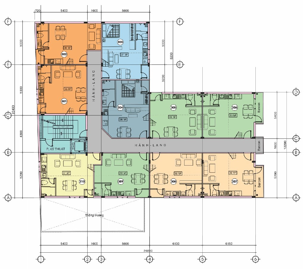 Mặt bằng tầng điển hình dự án khu nhà ở MD Home Building