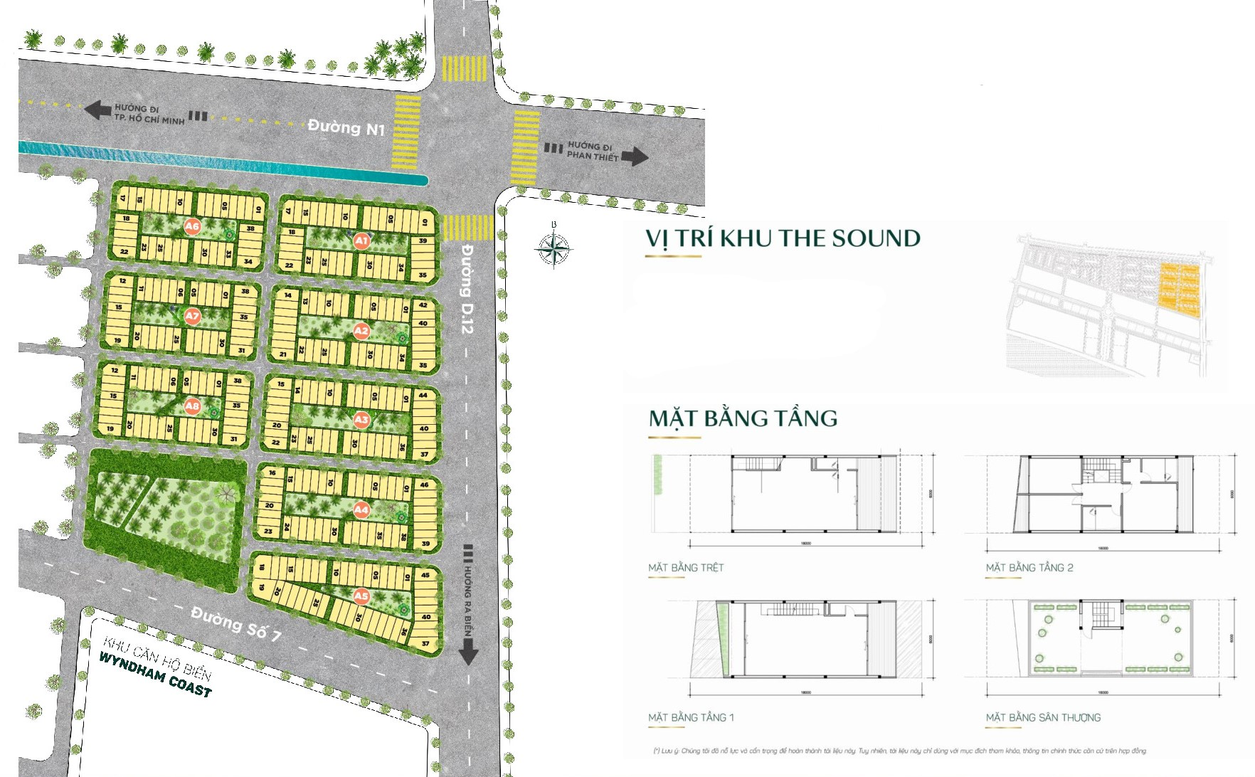 Mặt bằng tổng thể phân khu nhà phố thương mại The Sound – Thanh Long Bay